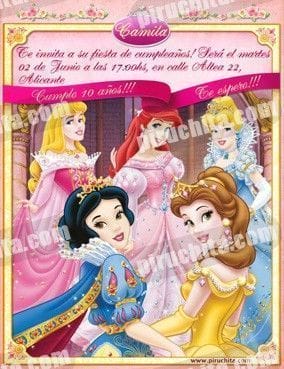 Invitación cumpleaños Princesas Disney #03-0