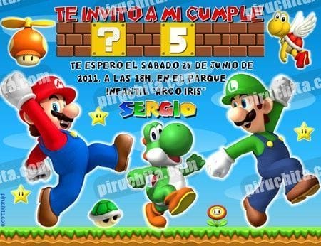 Invitación cumpleaños Mario Bros #06-0