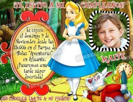 Invitación cumpleaños Alicia en el País de las Maravillas #07-0