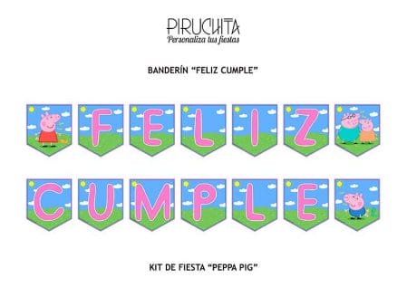 Decoración fiesta de cumpleaños Peppa Pig para imprimir