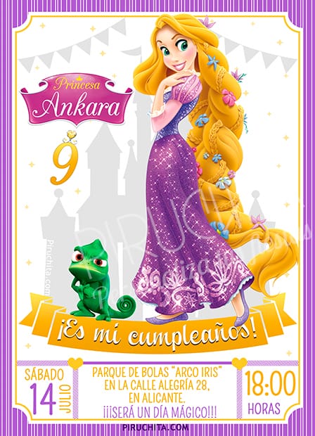 Invitación cumpleaños Enredados - Rapunzel #09 | Digital Imprimible