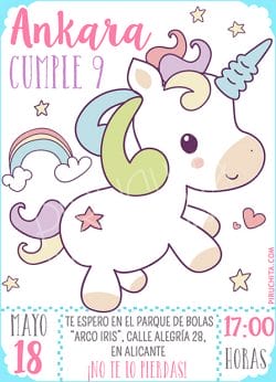 Invitación cumpleaños Unicornios #01 | Digital Imprimible