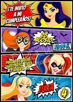 Invitación cumpleaños SuperHero Girls #04 | Digital Imprimible